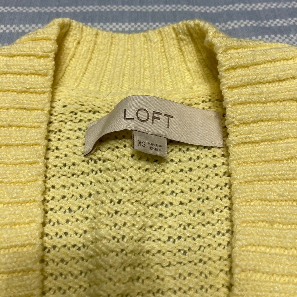 💛TODAY***$15***Loft yellow button up cardigan with 3/4 sleeves. - Picture 2 of 3